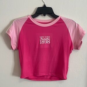 Women’s Pink Colorblock Manhattan 1898 Crop Tee